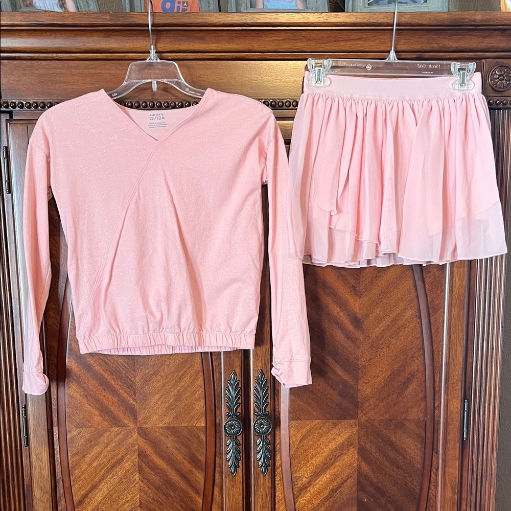Carter's Pink Glitter V-Neck Ballet Top and Pink Ballet Skort
